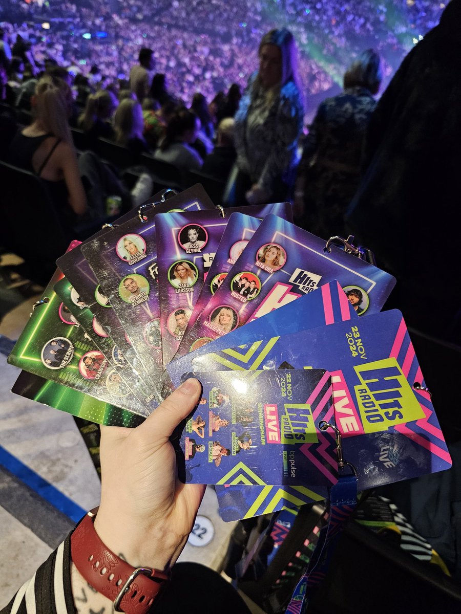 MarsBar6997's tweet photo. 11 lanyards, 12 concerts over the last 5 years! #HitsRadioLive for the first time in @TheCoopLive! Here's to many more years @hitsradiouk! https://t.co/mGFBb3zRUC