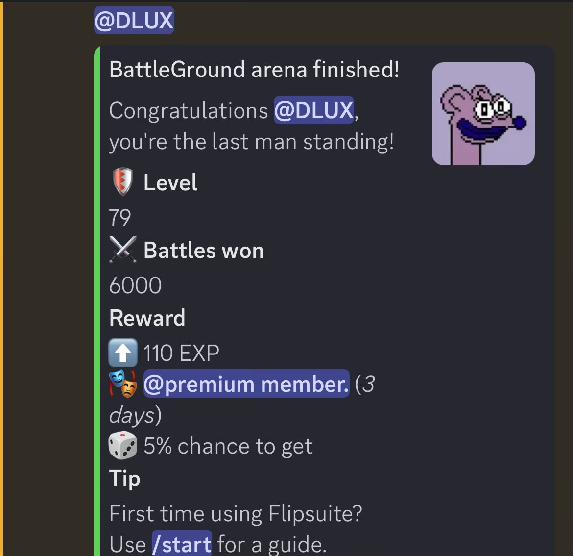 There it is folks!!! The elusive 6K BG VICTORIES!

I’d like to thank <a href="/flipguardxyz/">Flipsuite | Check bio</a> for giving me something to strive for this year! <a href="/BulldogDrip/">Bulldogsfan</a> and <a href="/j1mfird/">jimfird</a> for also being BG MAXIS and pushing me to greatness!

What should we do, and where should we celebrate? Thoughts? 💬 below