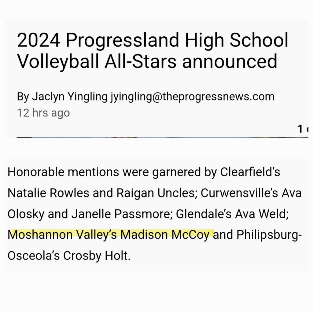 Congratulations to Damsel Volleyball 🏐 Player, Madison McCoy on receiving Honorable Mention!  #MVProud #MVOneTeam