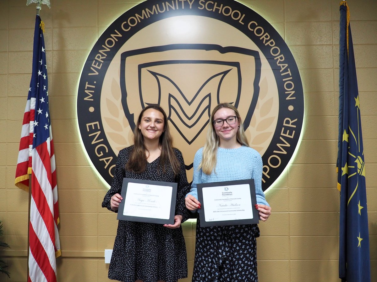 mvcsc district (@mvcsc_district) on Twitter photo Congrats to Natalie Hudson & Maya Morales who were selected as <a href="/MtVernonHS/">Mt. Vernon HS</a> finalists for the Lilly Endowment Scholarship through the Community Foundation of Hancock County. Learn more here: mvcsc.k12.in.us/48782_3?articl⦠Congrats & good luck ladies in advancing to the next round! #WeRMV Congrats to Natalie Hudson & Maya Morales who were selected as <a href="/MtVernonHS/">Mt. Vernon HS</a> finalists for the Lilly Endowment Scholarship through the Community Foundation of Hancock County. Learn more here: mvcsc.k12.in.us/48782_3?articl⦠Congrats & good luck ladies in advancing to the next round! #WeRMV