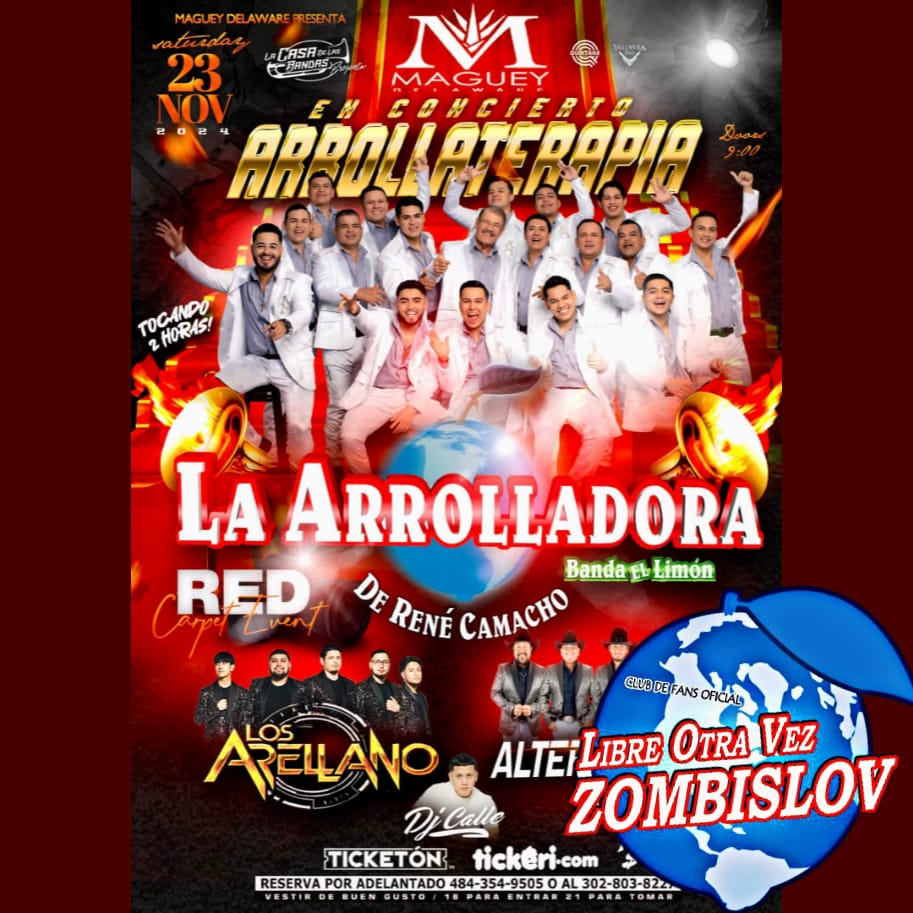 RlYulissa's tweet photo. 🔊 HOY SÁBADO 2⃣3⃣ DE NOVIEMBRE  
La  A R R O L L A D O R A
Banda El Limón de Don René Camacho 🕺🏻💚🍋 se presenta en:
 ▪️ WILMINGTON, NC. 🇱🇷📍🌏  

Presentando el Tour:
♦️"AQUÍ HAY PARA LLEVAR" 🕺🏻✨💚🍋
#Arrolladora 🤤🕺🏻❤️ 
#ZombisLOV 🍋 💚 
#SomosArrollaFans ✋🏻🍋 https://t.co/GGwwAEpYKB