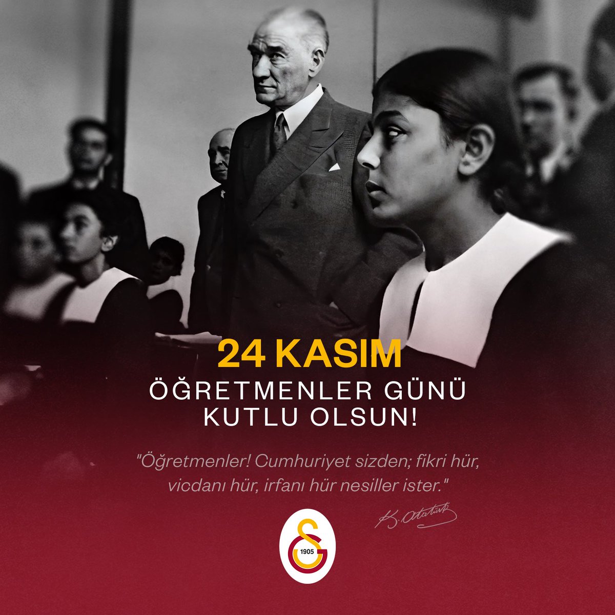 “Öğretmenler! Cumhuriyet sizden; fikri hür, vicdanı hür, irfanı hür nesiller ister.”

Başta Başöğretmenimiz Mustafa Kemal Atatürk olmak üzere, gelecek nesillere ışık olan tüm öğretmenlerimizin #24KasımÖğretmenlerGünü'nü kutluyoruz.