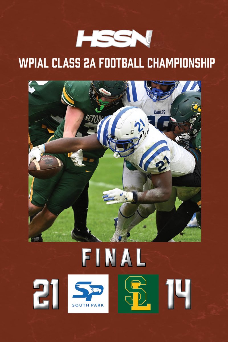 For the first time since 2005, <a href="/SPFB_Eagles/">South Park Football</a> have captured football gold!

South Park knocks off Seton LaSalle, 21-14 in the 2A title game at Acrisure Stadium.

ARCHIVE: webca.st/257275
#HSSN