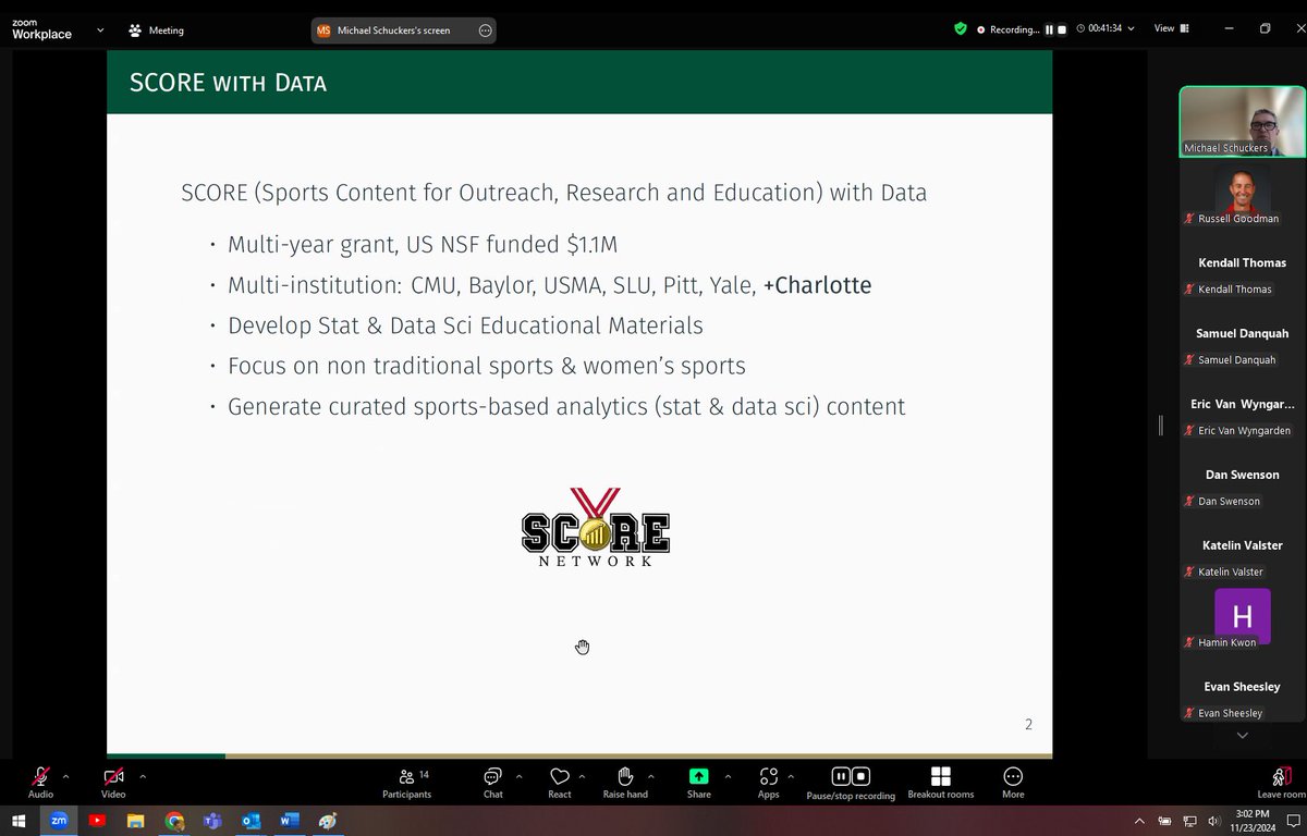 MW Sports Analytics (@mwsprtanalytics) on Twitter photo One of the final presentations of the day is by <a href="/SchuckersM/">Michael Schuckers</a> of <a href="/unccharlotte/">UNC Charlotte</a> and the <a href="/scorenetworkorg/">Score Network</a> Network. #MSAM24 One of the final presentations of the day is by <a href="/SchuckersM/">Michael Schuckers</a> of <a href="/unccharlotte/">UNC Charlotte</a> and the <a href="/scorenetworkorg/">Score Network</a> Network. #MSAM24