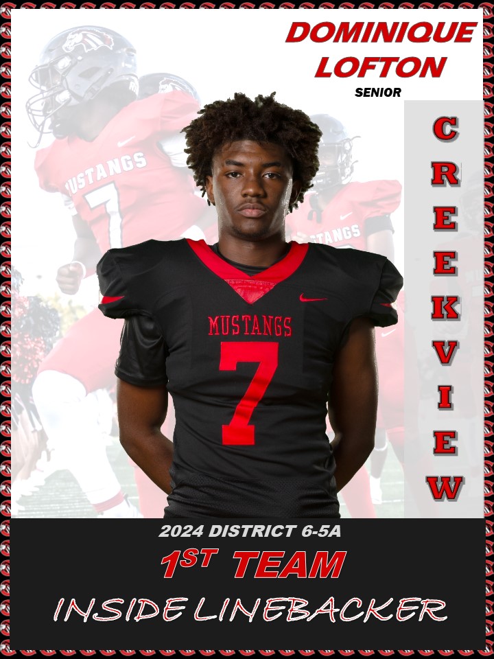 CreekviewFB (@chs_mustangfb) on Twitter photo Congratulations to senior Dominick Lofton for earning District 6-5A First Team All-District Linebacker honors! 🏈📷Your relentless effort on the field has been outstanding!
<a href="/CFBISD/">Carrollton-Farmers Branch ISD</a>
<a href="/CmsaMustangs/">CMSAMustangs</a>
<a href="/CreekviewLeads/">Creekview High School</a>
<a href="/SulakCFB/">Leon Sulak</a>
<a href="/RamirezCoach/">Michael Ramirez</a>
<a href="/PutterRenee/">Renee Putter</a>
<a href="/CFBathletics/">CFB Athletics</a>
<a href="/DomLofton7/">Dominique Lofton</a> Congratulations to senior Dominick Lofton for earning District 6-5A First Team All-District Linebacker honors! 🏈📷Your relentless effort on the field has been outstanding!
<a href="/CFBISD/">Carrollton-Farmers Branch ISD</a>
<a href="/CmsaMustangs/">CMSAMustangs</a>
<a href="/CreekviewLeads/">Creekview High School</a>
<a href="/SulakCFB/">Leon Sulak</a>
<a href="/RamirezCoach/">Michael Ramirez</a>
<a href="/PutterRenee/">Renee Putter</a>
<a href="/CFBathletics/">CFB Athletics</a>
<a href="/DomLofton7/">Dominique Lofton</a>