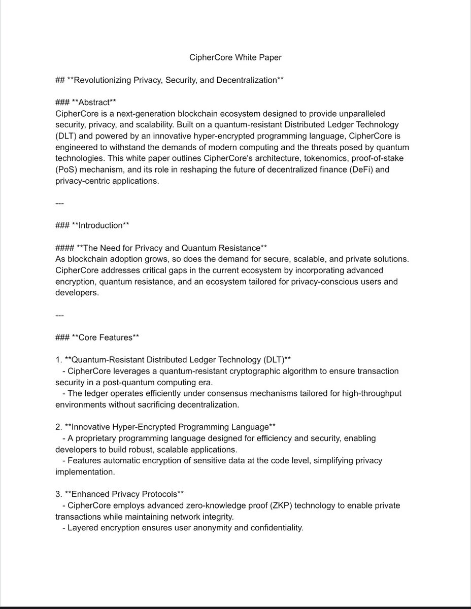 SypherCoreTech's tweet image. #CipherCoRe #WhitePaper #Crypto #DLT