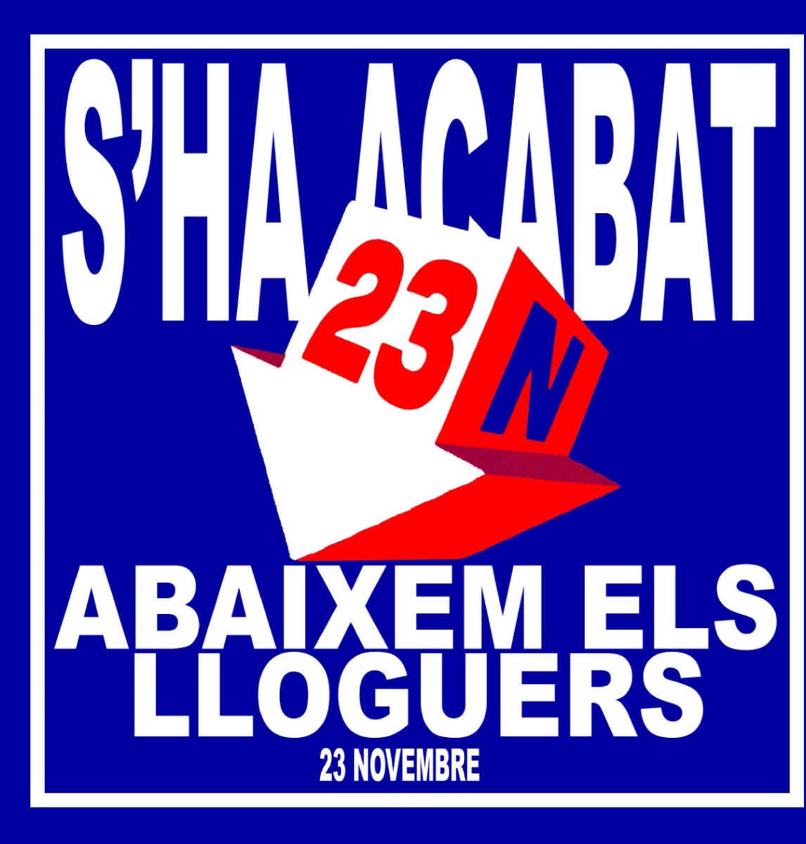Avui milers I milers de  persones ens hem  manifestat perquè l’habitatge és per viure-hi, no per fer-hi negoci
Deixem clar que S'HA ACABAT: abaixem els preus dels lloguers✊