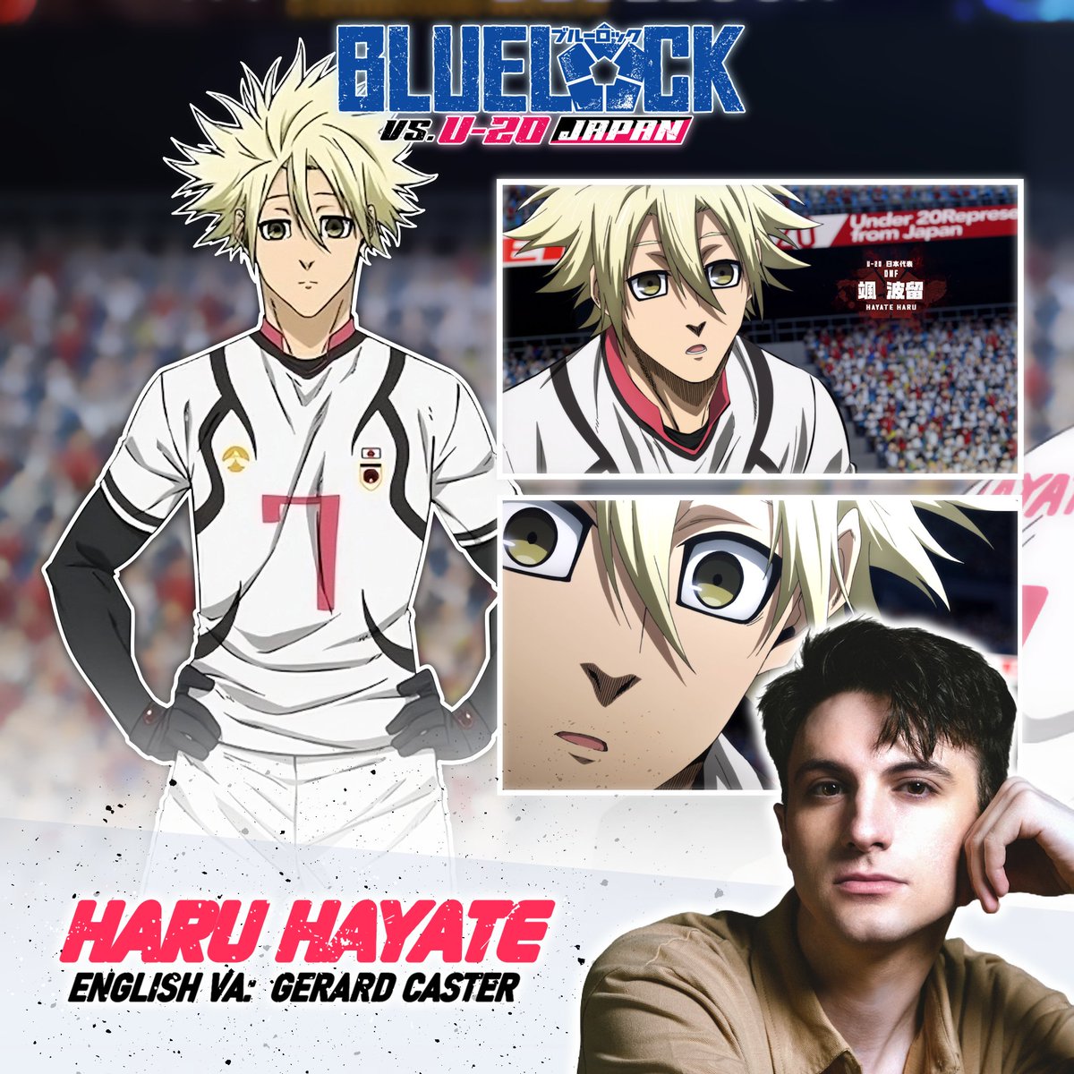 "Coming my way, kiddo?" 

Thrilled to announce I'm joining Blue Lock as the voice of Haru Hayate, defensive midfielder of Japan U-20! ⚽7️⃣

Thank you <a href="/RetroJono/">Jonathan Rigg</a>, Jameson Outlaw and <a href="/Crunchyroll/">Crunchyroll</a> for letting me play!