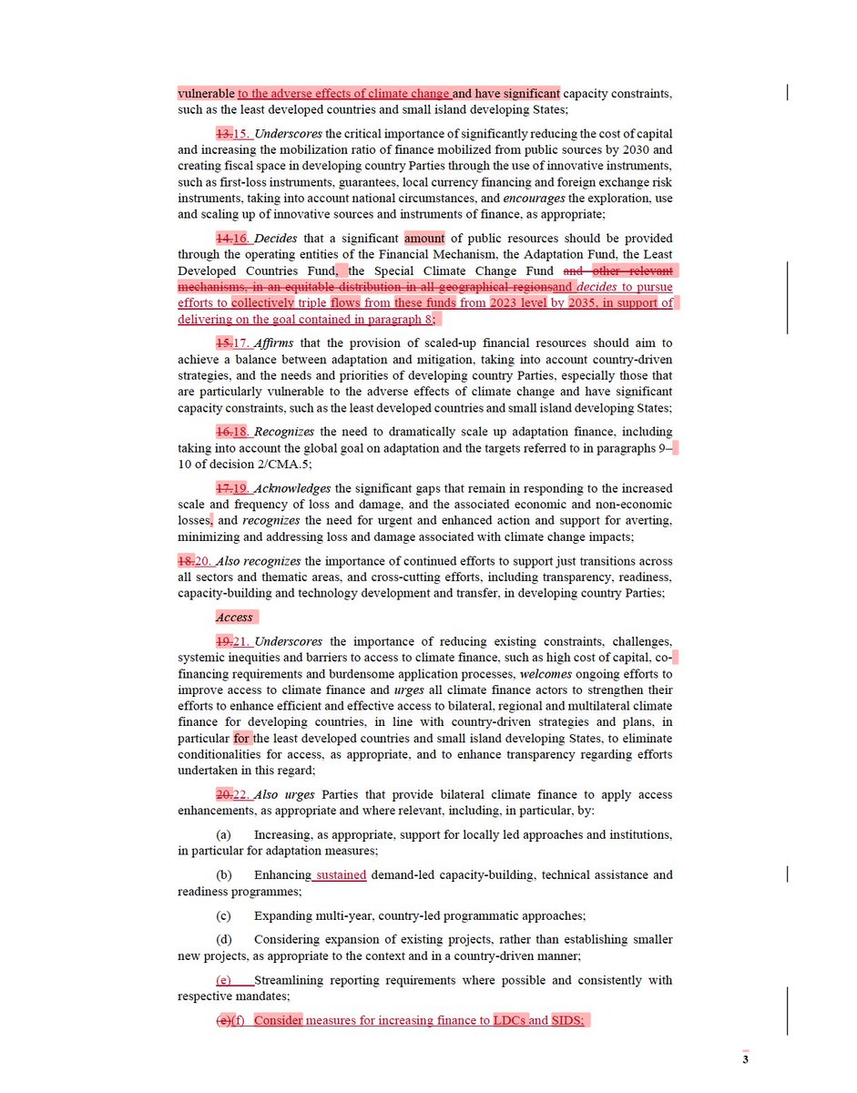 duycks's tweet photo. updated (final?) draft #COP29 outcomes now shared with delegations...
here is updated version of draft decision on #ClimateFinance #NCQG compared to that rejected today by most vulnerable countries' delegates
📄doc: https://t.co/zGKkwK2w0e
🔍track changes: https://t.co/pyWOG05jx4 https://t.co/mMAj34WYBJ