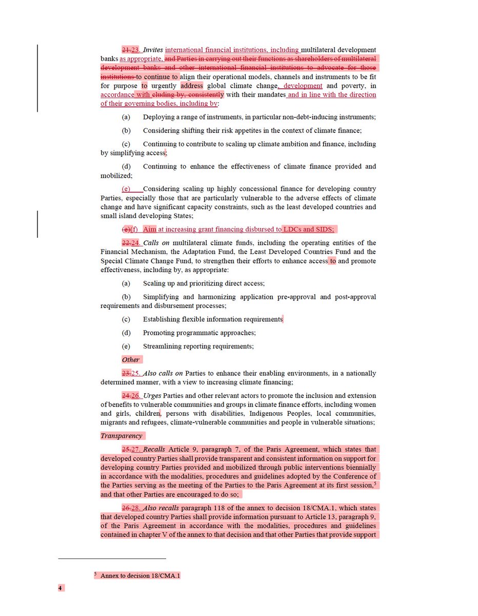 updated (final?) draft #COP29 outcomes now shared with delegations...
here is updated version of draft decision on #ClimateFinance #NCQG compared to that rejected today by most vulnerable countries' delegates
📄doc: unfccc.int/documents/6436…
🔍track changes: drive.google.com/file/d/1a7lust…