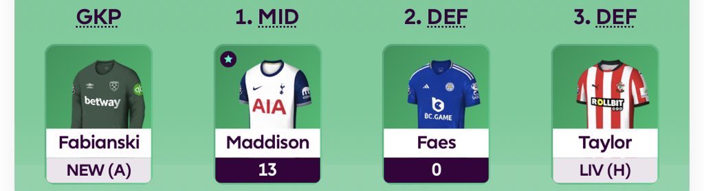 FPL_SpiderPig's tweet photo. Other option being bringing in saka 🙃 https://t.co/ykwGgwHTEo