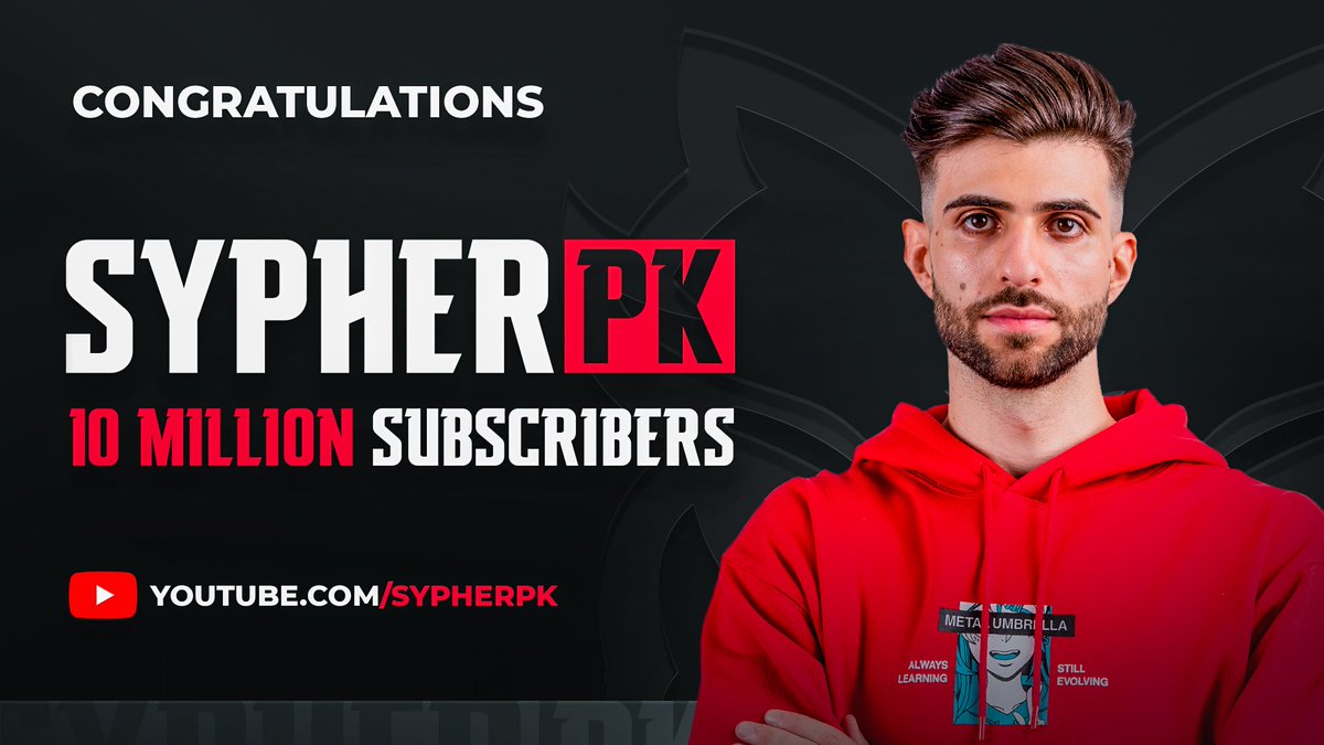HUGE CONGRATULATIONS to <a href="/SypherPK/">SypherPK</a> for hitting 10 MILLION SUBSCRIBERS! 🚀

The PKHOOD is stronger than ever, and this milestone is a testament to the incredible community you've built - here's to many more PKHOOD! 👹 🫡