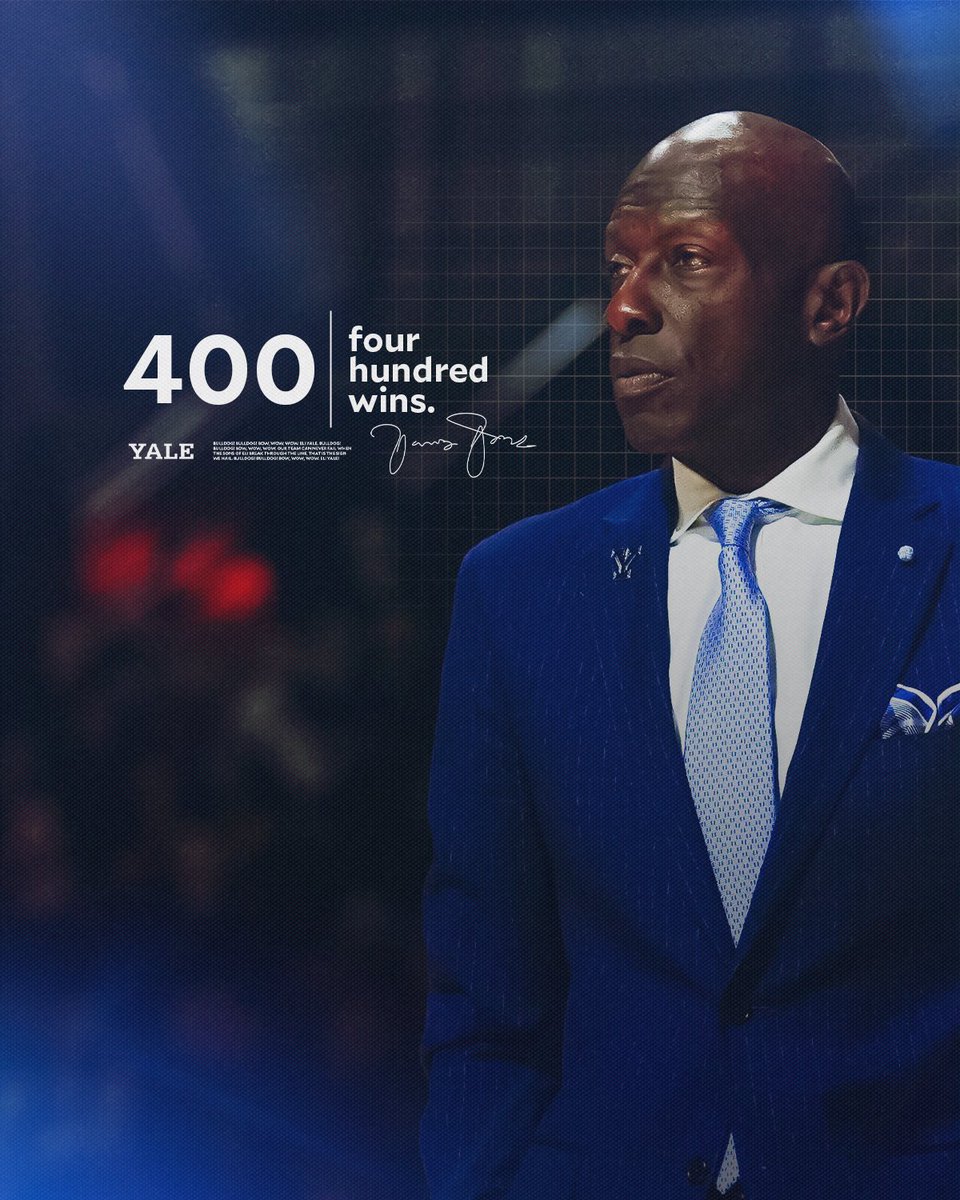 4️⃣0️⃣0️⃣

With today’s win over Fairfield, James Jones collects his 400th career win! 

Congratulations, Coach! 

#ThisIsYale