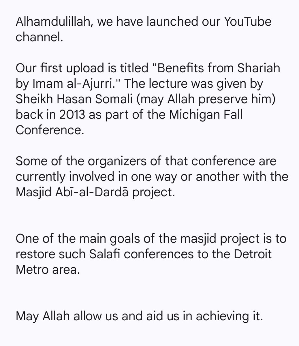 DetroitDawah's tweet photo. Benefits from Shariah by Imam al-Ajurri by Sheikh Hassan Al-Somali @hikmahpubs
https://t.co/f5fa0g7wgZ
#Islam #dawah #islamic_reminder https://t.co/YvGFRssjC6