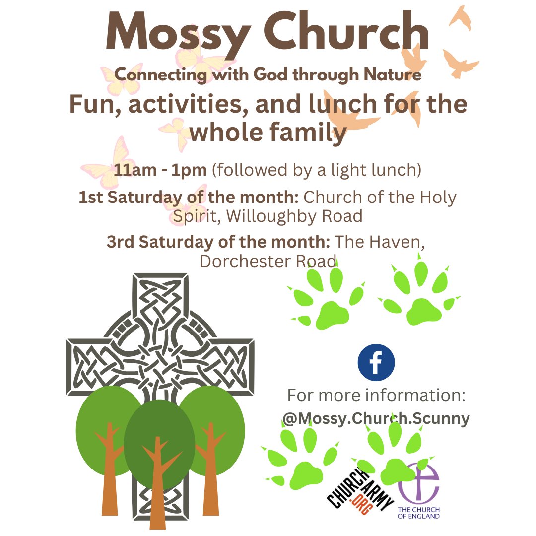 Don't forget it's Mossy Church next weekend, followed by a shared lunch. There are always crafts and indoor activities in case the weather is rubbish.