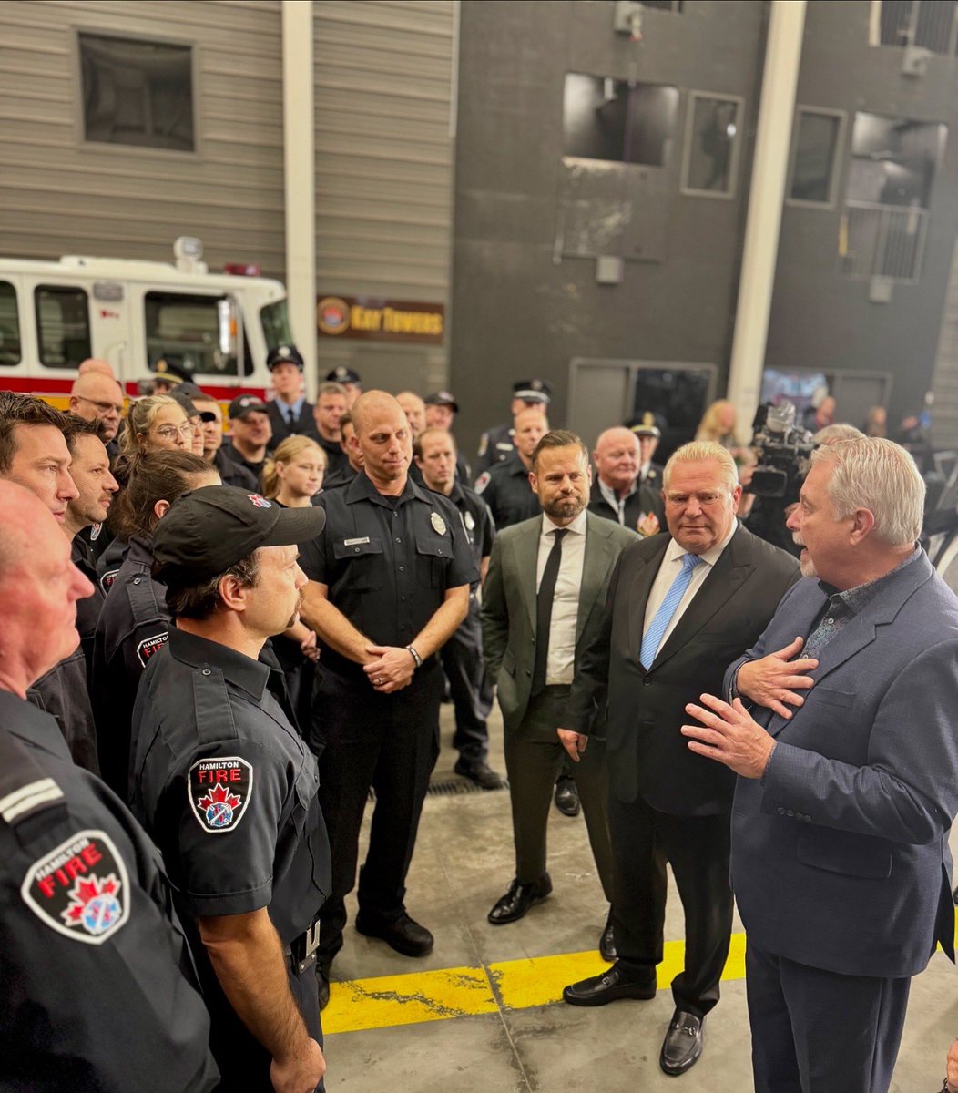 hamiltonfire288's tweet photo. Thank you to Premier @fordnation and Minister @DavidPiccini for visiting the Hammer to announce the expansion of occupational cancer coverage. Your commitment to supporting Ontario’s firefighters means the world to those who risk their lives daily to keep our communities safe. https://t.co/HeVTQR1IuE