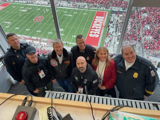 Today wasn’t just about getting a big win. We also played in honor of first responders, and I was pleased to be able to stop by our safety command center and thank our team for all they do for the Buckeye community. We’re so grateful they have answered the call to serve. #GoBucks