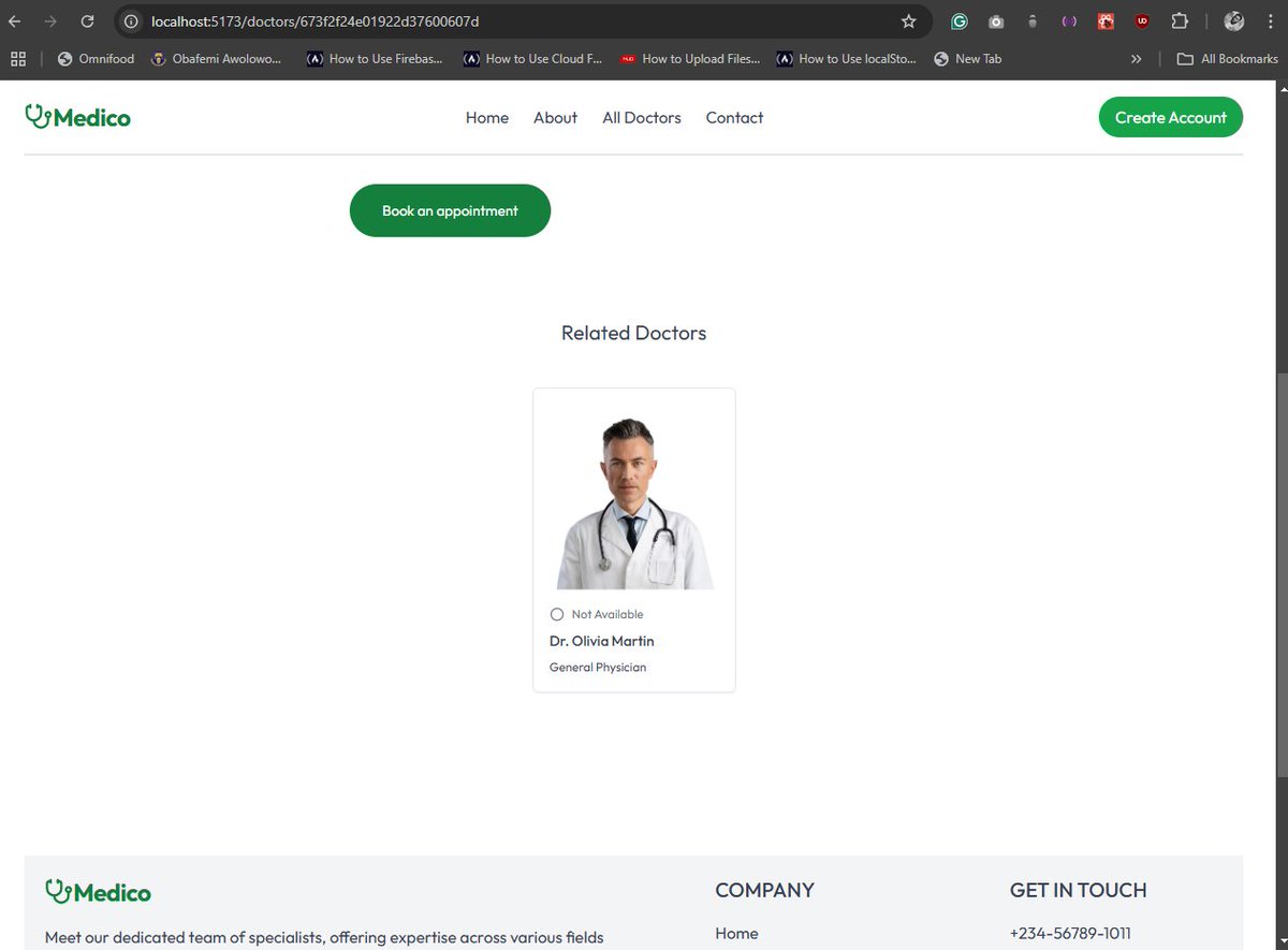 OlarotimiOlaA's tweet image. MEDICO: DAY 9

Like any other web app, there is a page that shows the list of all doctors from which you get to select a doctor and navigate to this dynamic individual doctor page with all details, and book appointments . 

On to the next chuu 🚀 

#fullstack #typescript
