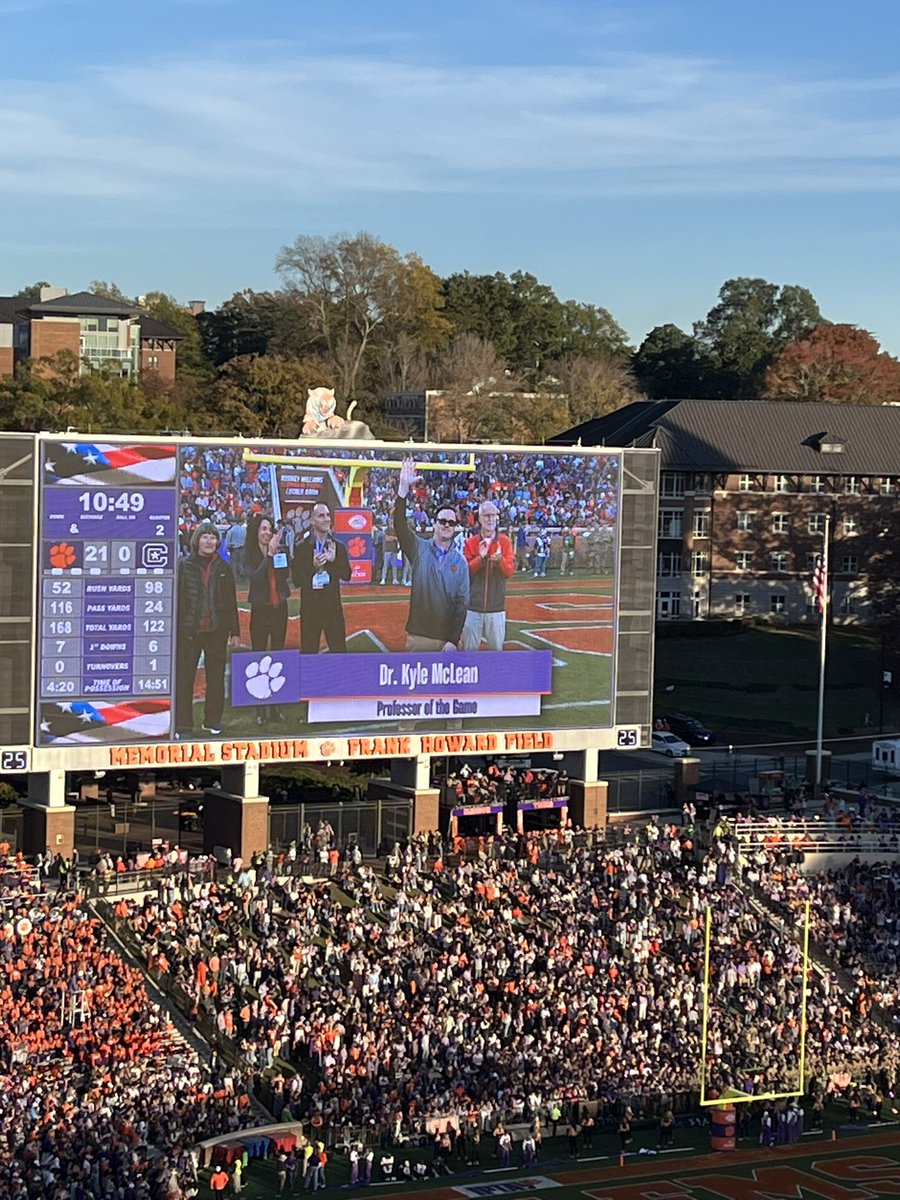 Kristin Lloyd (@kristinlloydphd) on Twitter photo Look at my guy <a href="/Clempoliceprof/">Kyle McLean</a> being honored as Professor of the Game at the <a href="/ClemsonFB/">Clemson Football</a> game today! <a href="/ClemsonSACJ/">ClemsonSACJ</a> Look at my guy <a href="/Clempoliceprof/">Kyle McLean</a> being honored as Professor of the Game at the <a href="/ClemsonFB/">Clemson Football</a> game today! <a href="/ClemsonSACJ/">ClemsonSACJ</a>
