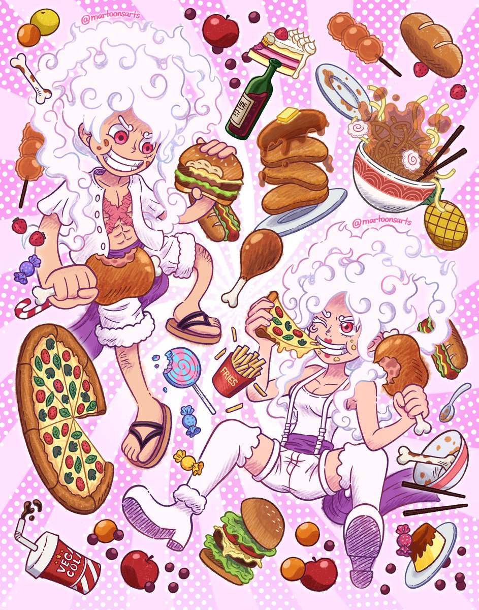 martoonsarts's tweet image. The Sun Gods, Luffy & Bonney 🤍💜...
🌭🍕 And their Godly appetite 🍟🍖
#onepiece #monkeydluffy #jewelrybonney #gear5 #sungodnika #anime #fanart #digitalart