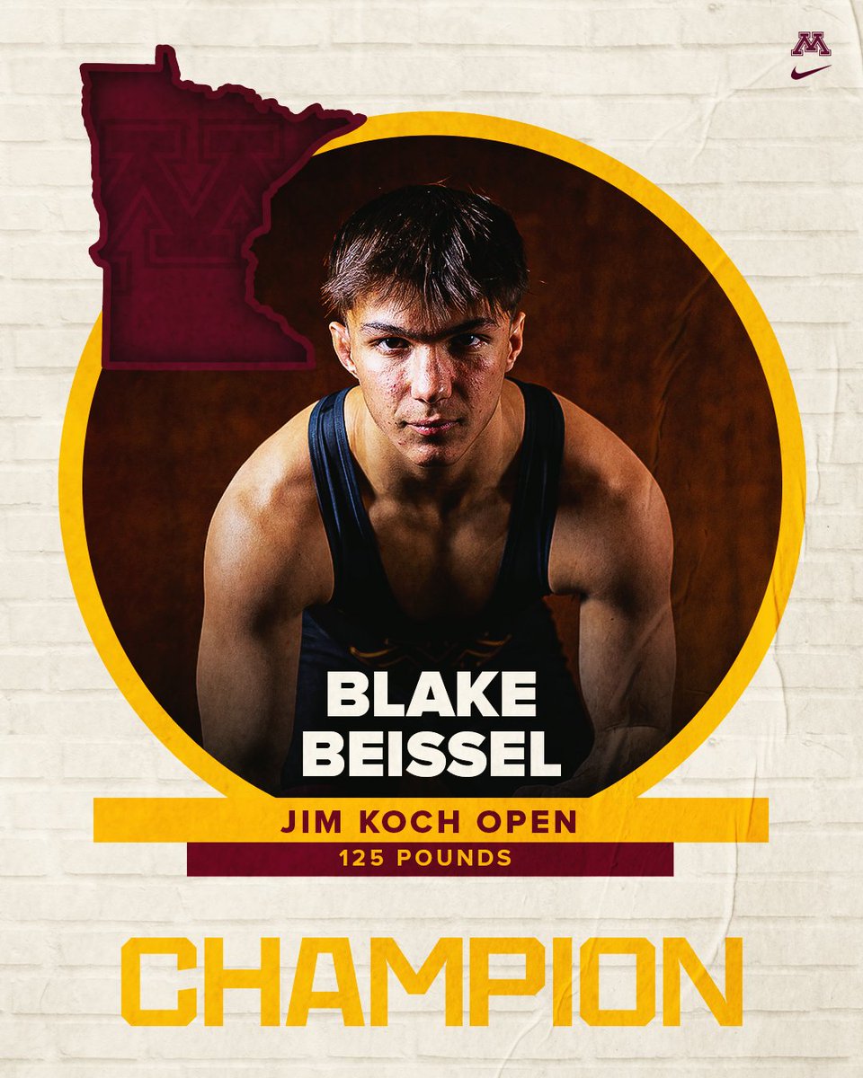 #Gophers freshman Blake Beissel goes 4-0 on the day to win the Jim Koch Open at 125 pounds!

Title included wins over Wisconsin and Illinois, ending with a 10-2 major decision in the finals.