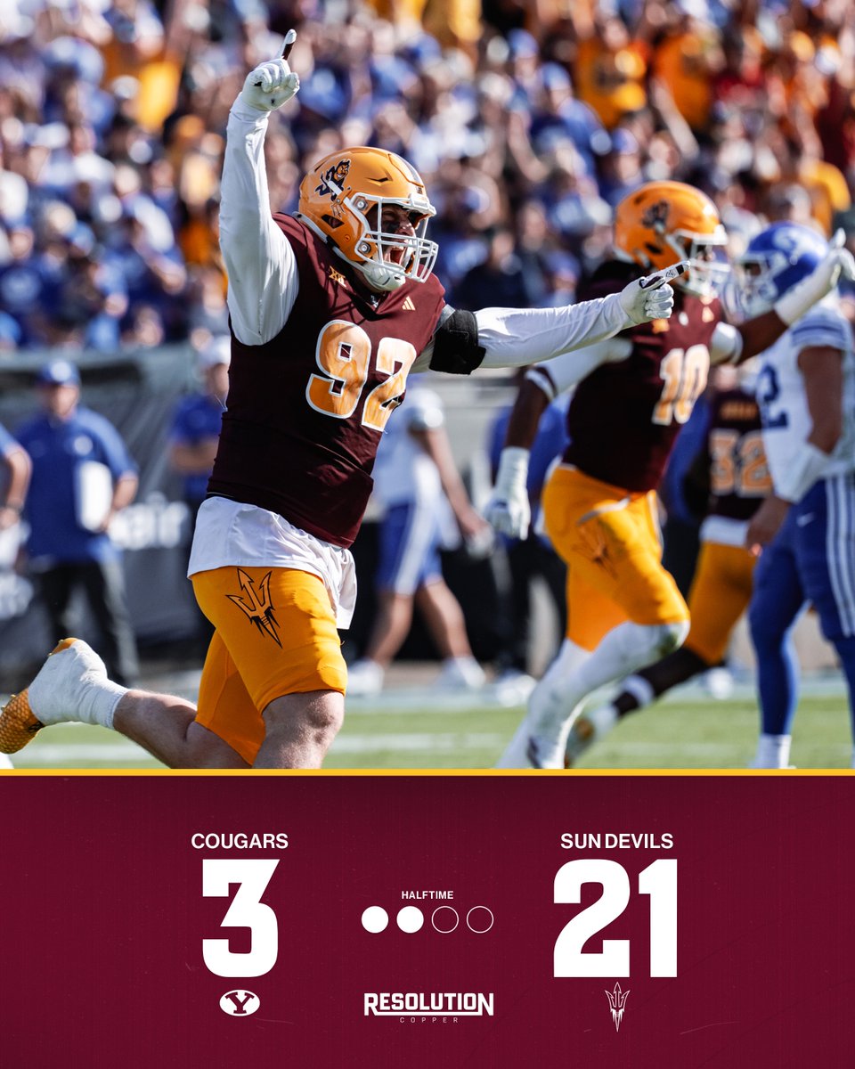ASUFootball's tweet photo. HALF 😈 https://t.co/KbTBaT8rEj