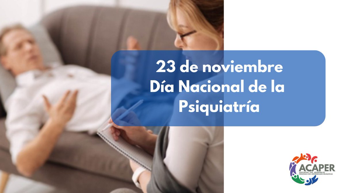 Como es habitual, cada 22 de noviembre se conmemora el Día de la Psiquiatría en Argentina. Además de ser un día para la reflexión sobre la actividad.

Cuidar nuestra salud mental es fundamental teniendo una enfermedad.
#dianacionaldelapsiquiatria #saludmental #somosacaper