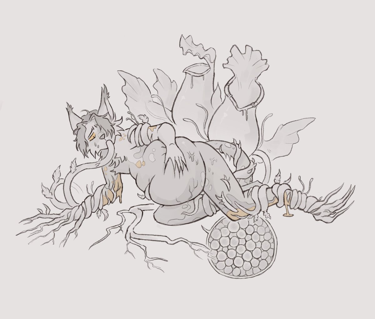 soupedfull's tweet image. why you should always read up on the local flora before adventuring…
sketch for Aegle based on my seed germination ramblings! (with a bit of freaky plant tf, too)