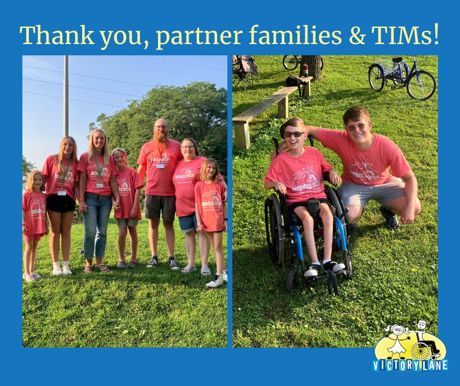 VictoryLaneCamp's tweet photo. Today, we are thankful for our PARTNER FAMILIES and TIMs!

🔸A Partner Family serves at summer camp sessions &amp; year-round events to connect with families impacted by disability. 

🔸Teens In Mission (TIM) come alongside Victory kids to build friendships &amp; have fun. https://t.co/6WFg3qVknk