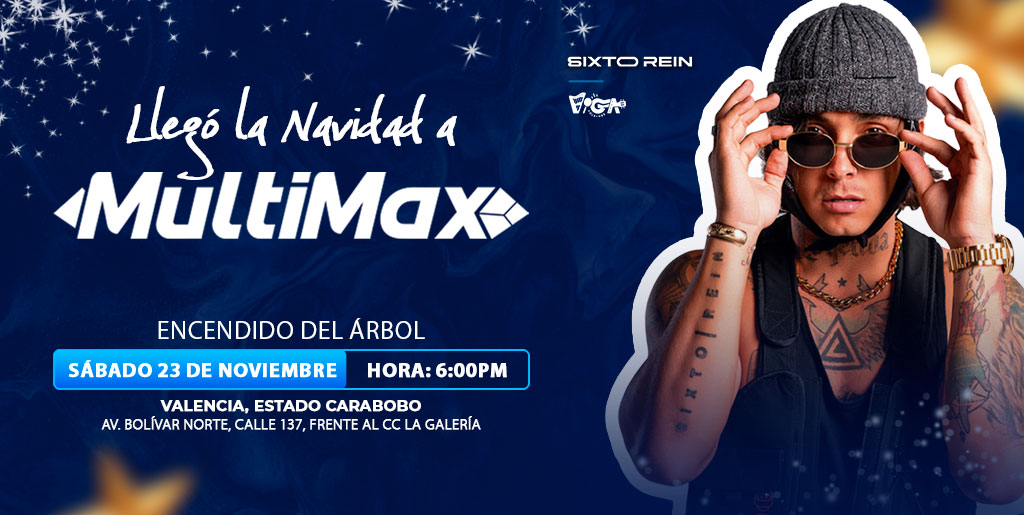 webnotitarde's tweet image. Valencia, este Sábado 2️⃣3️⃣ de Noviembre a partir de las 6:00 pm, celebraremos el encendido de nuestro Árbol de Navidad junto a @figaoficial y @sixtorein 🎵

iNo te lo puedes perder! 💙

#MultiMax #MultiMaxAtuLado #Multimarca