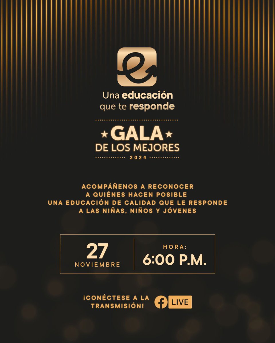 Educacionbogota's tweet photo. Acompáñanos a #LaGalaDeLosMejores, el reconocimiento a estudiantes, docentes, directivos docentes y equipos de colegios oficiales que se destacaron por sus avances y resultados en 2024. 🏅

📅 Fecha: miércoles 27 de noviembre de 2024. 

🕛 Hora: a partir de las 6 p. m 

Sigue la transmisión aquí:  https://t.co/NBNelaYli5
