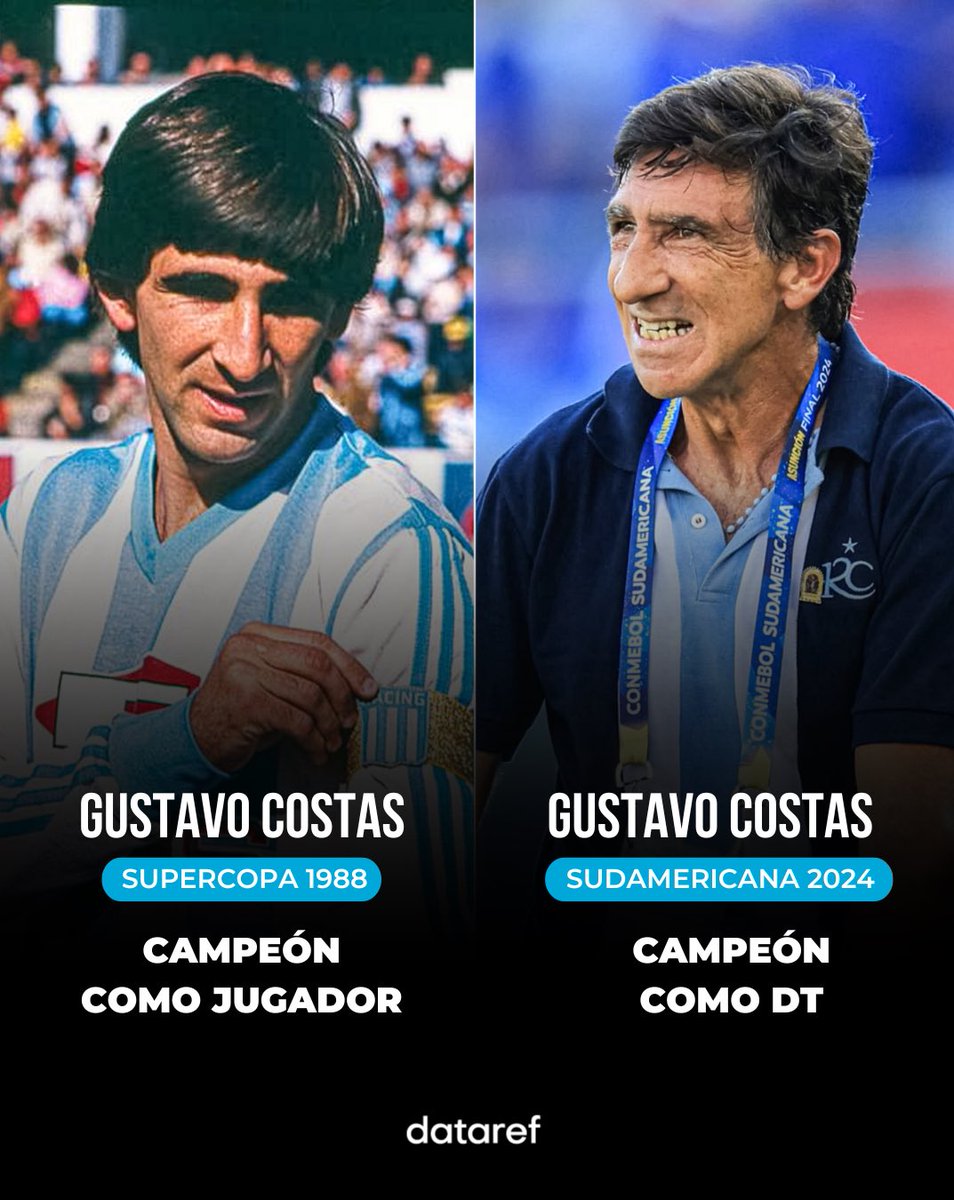dataref_ar's tweet photo. 🇦🇷 ¡GUSTAVO COSTAS, EL ÍDOLO QUE VOLVIÓ PARA HACER HISTORIA CON RACING!

⭐️ CAMPEÓN DE LA SUPERCOPA 1988.
⭐️ CAMPEÓN DE LA COPA SUDAMERICANA 2024.

🔝 ROMPIÓ LA SEQUÍA INTERNACIONAL DE 36 AÑOS DE LA ACADEMIA. https://t.co/nfdwQk1gnH