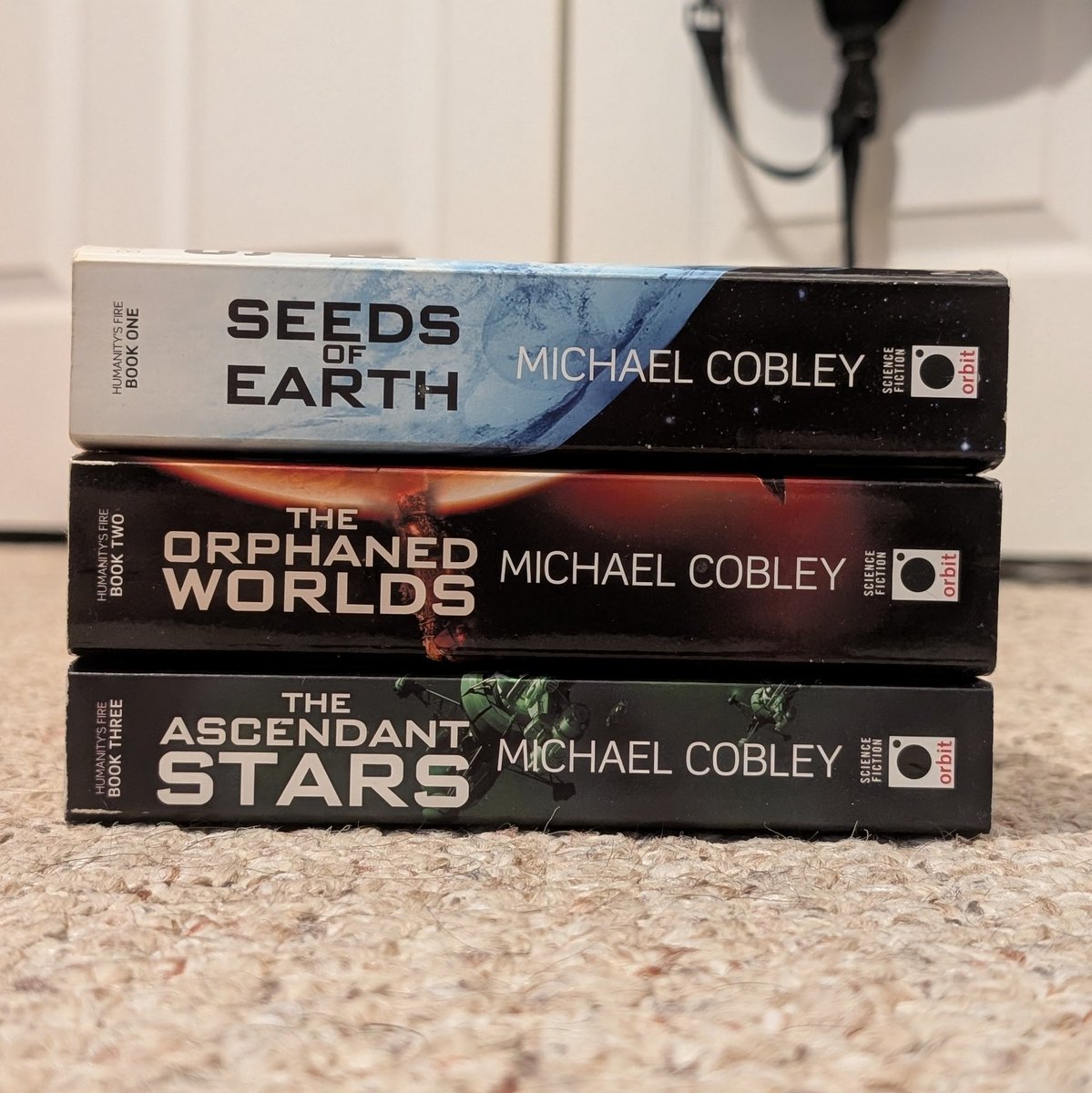 AOConnorAuthor's tweet image. Day 23&apos;s prompt for #SciFiMonth2024 is #StackSaturday

This isn&apos;t the complete Humanity&apos;s Fire series. I started reading Seeds of the Earth a while back and have been meaning to finish it for some time now.
