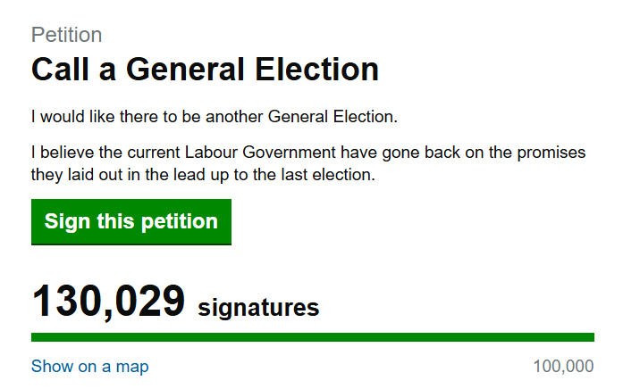 Dear <a href="/Keir_Starmer/">Keir Starmer</a>,

Sorry to trouble, I know you don't work weekends. 

A petition for a general election hit 100k in a matter of hours and keeps rising FAST.

You blatantly lied to get elected. If you're so sure the public still supports you, call an election.

I dare you!