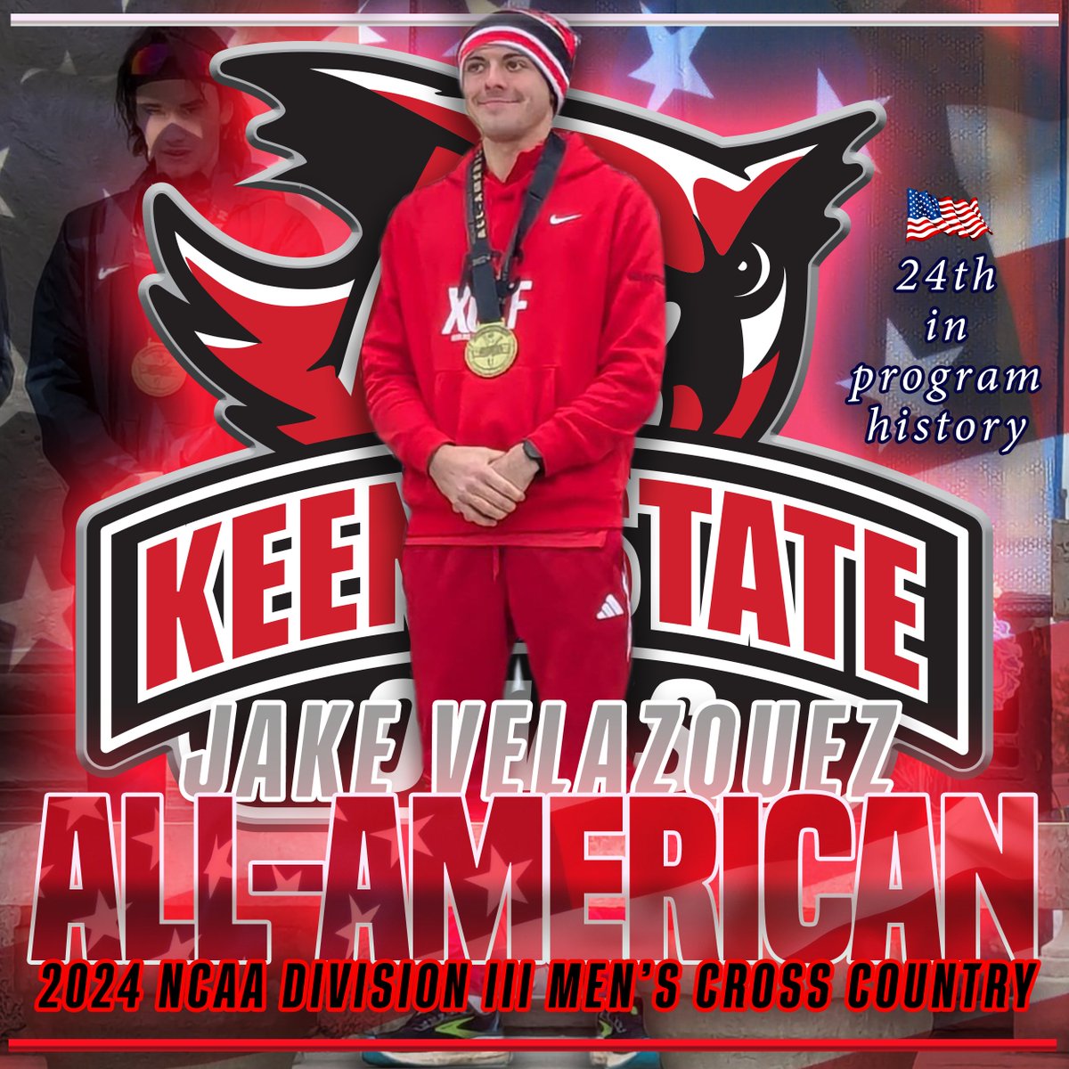 Jake Velazquez is an All-American! 🇺🇸 #GoOwls🦉

KSC's first men's cross country All-American since Dave Bridgewater in 2004 and first cross country All-American on either side since Paige Mills in 2011.