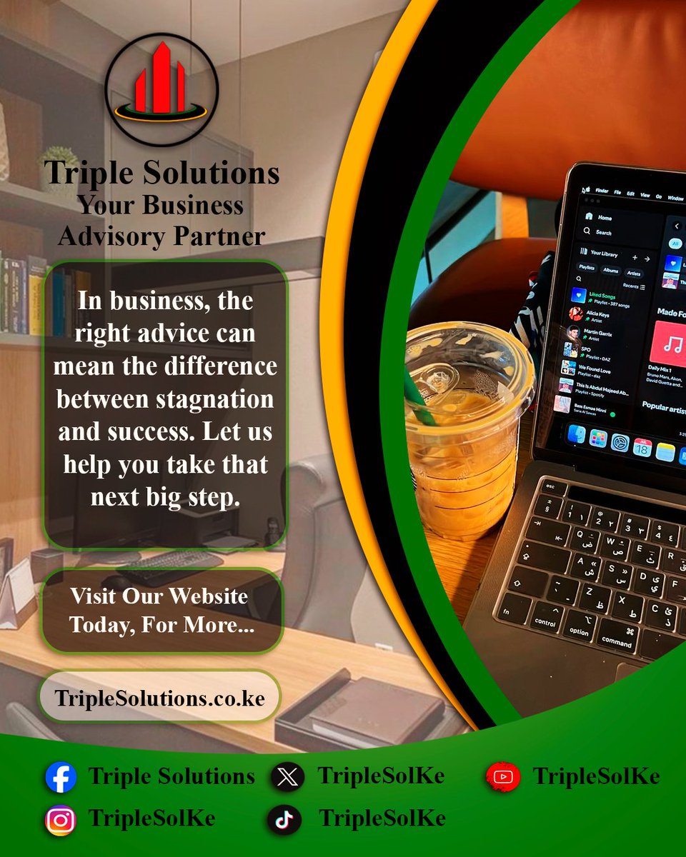 TripleSolKe's tweet photo. In business, the right advice can mean the difference between stagnation and success. Let us help you take that next big step. Visit our website today for more: https://t.co/BZLQ95Avxb | Your Business Advisory Partner. #NextLevelBusiness #BusinessAdvisoryServices #TripleSolutions https://t.co/0hVZzkDthr
