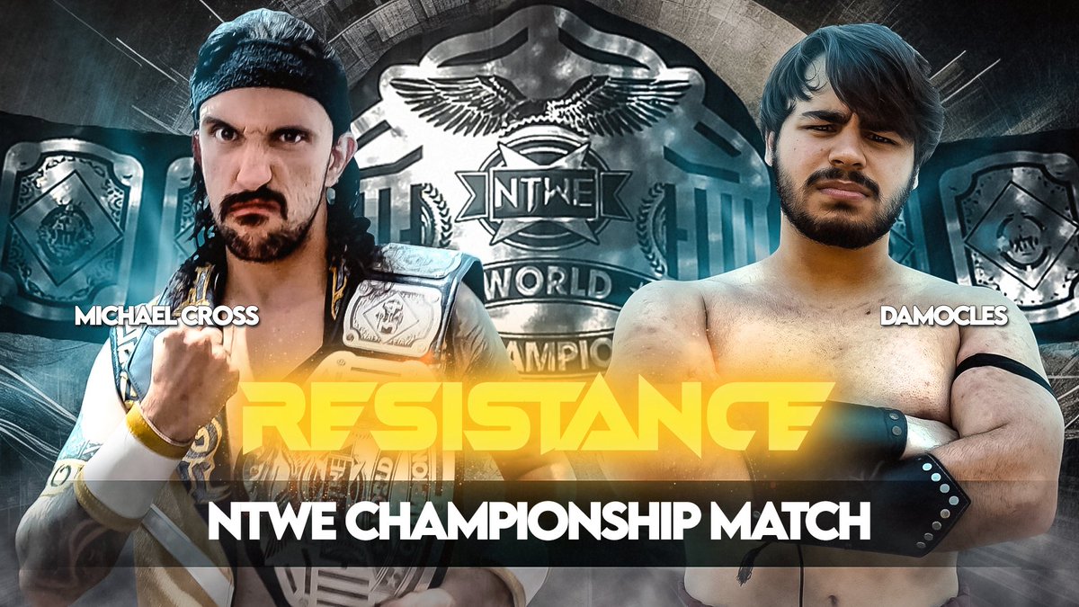 ⚡ RESISTANCE ⚡ 

⭐ MAIN EVENT ⭐ 

Michael Cross ✖️ de <a href="/ICHIBANmalaga/">Ichiban Wrestling 一番🇪🇦</a>  se coronó como campeón máximo de la NTWE en Royal Cup. Ahora tendrá que defender su título ante el poderoso romano Damocles⚔️

Michael Cross (c) vs. Damocles

¡29 de Noviembre en Sala Box (Chiclana)!
💛💙