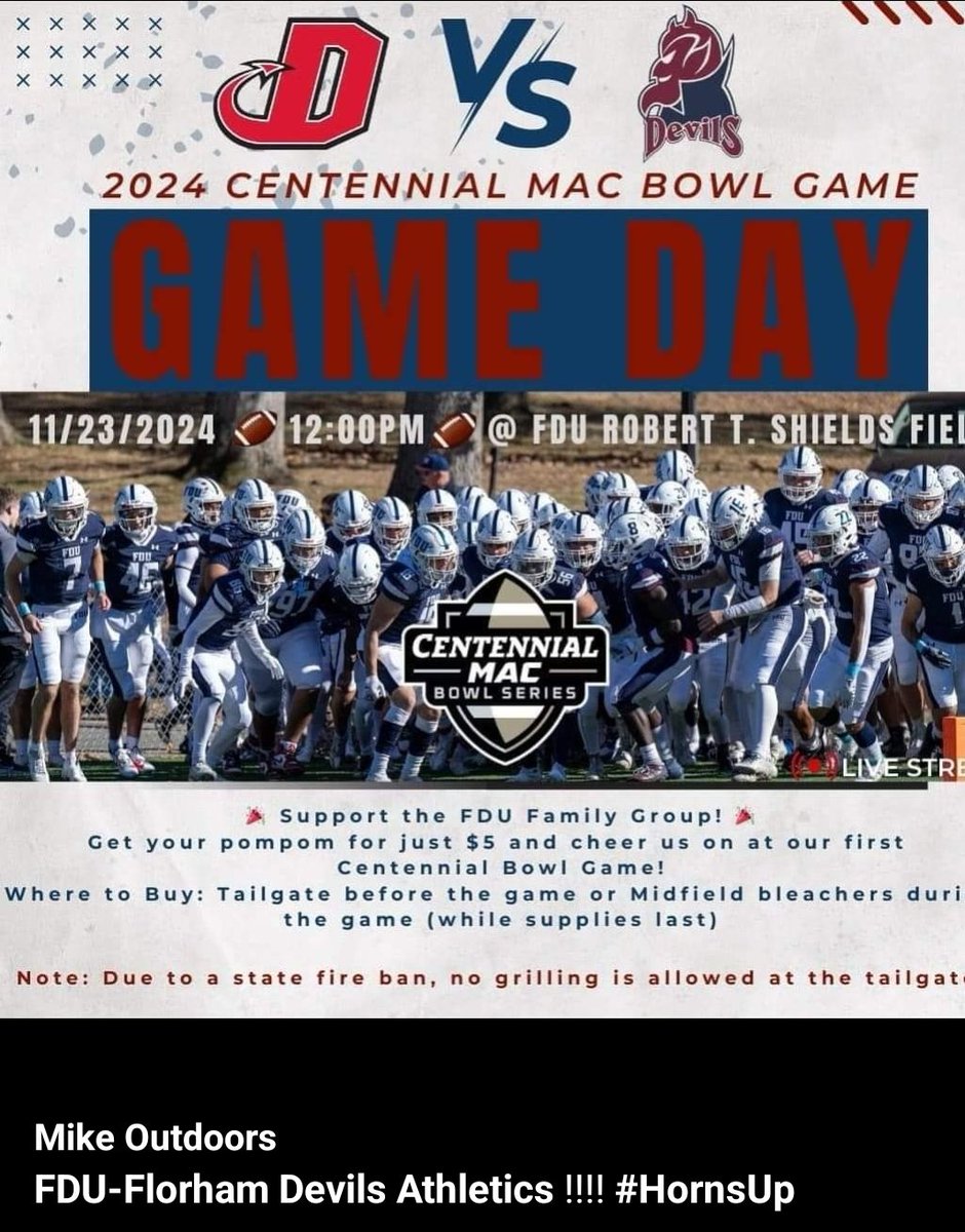 BarzalMike's tweet photo. Congratulations to FDU Football on the 49-14 win in the 2024 centennial mac bowl!! #HORNSUP #fdufootball @BarzalMichael #alldaylong #48 #farrellfootball https://t.co/ddLnP169oh