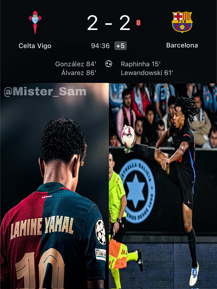 Sam62419906's tweet photo. برشلونة بدون يامال تسقط للمرة الثالثة 
اسباس عندما يوجه برشلونة يتحول الى ميسي 
كوندي قدم 80 دقيقة رائعة معها اسيست ثم خطأ كارثي منه اعاد سيلتا 
اذا حقق ريال مدريد الفوز في مباراة ليغانيس وفالنسيا المؤجلة سيصبح الفرق نقطة واحدة 
ومن ثم سيشتعل الدوري أكثر و أكثر 
هاردلك أنصار الب https://t.co/FRGqDTKtLS