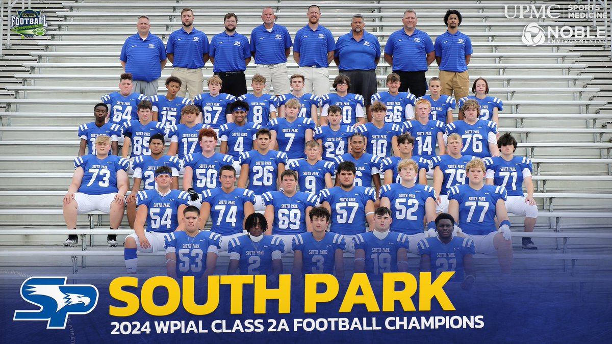 WPIAL (@wpial7) on Twitter photo ๐ย ๐๐๐๐๐๐ ๐๐๐ ๐๐-๐๐๐๐ ๐๐๐๐ย ๐
With a 21-14 victory today over Seton LaSalle, <a href="/SPSD_Athletics/">South Park Eagles Athletics</a> is the WPIAL/<a href="/UPMCSportsMed/">UPMC Sports Medicine</a> Class 2A Football Champion presented by Noble Environmental - its third title in school history! Congrats Eagles!ย ๐
#WPIAL |ย ๐๐ ๐ย ๐๐๐๐๐๐ ๐๐๐ ๐๐-๐๐๐๐ ๐๐๐๐ย ๐
With a 21-14 victory today over Seton LaSalle, <a href="/SPSD_Athletics/">South Park Eagles Athletics</a> is the WPIAL/<a href="/UPMCSportsMed/">UPMC Sports Medicine</a> Class 2A Football Champion presented by Noble Environmental - its third title in school history! Congrats Eagles!ย ๐
#WPIAL |ย ๐๐