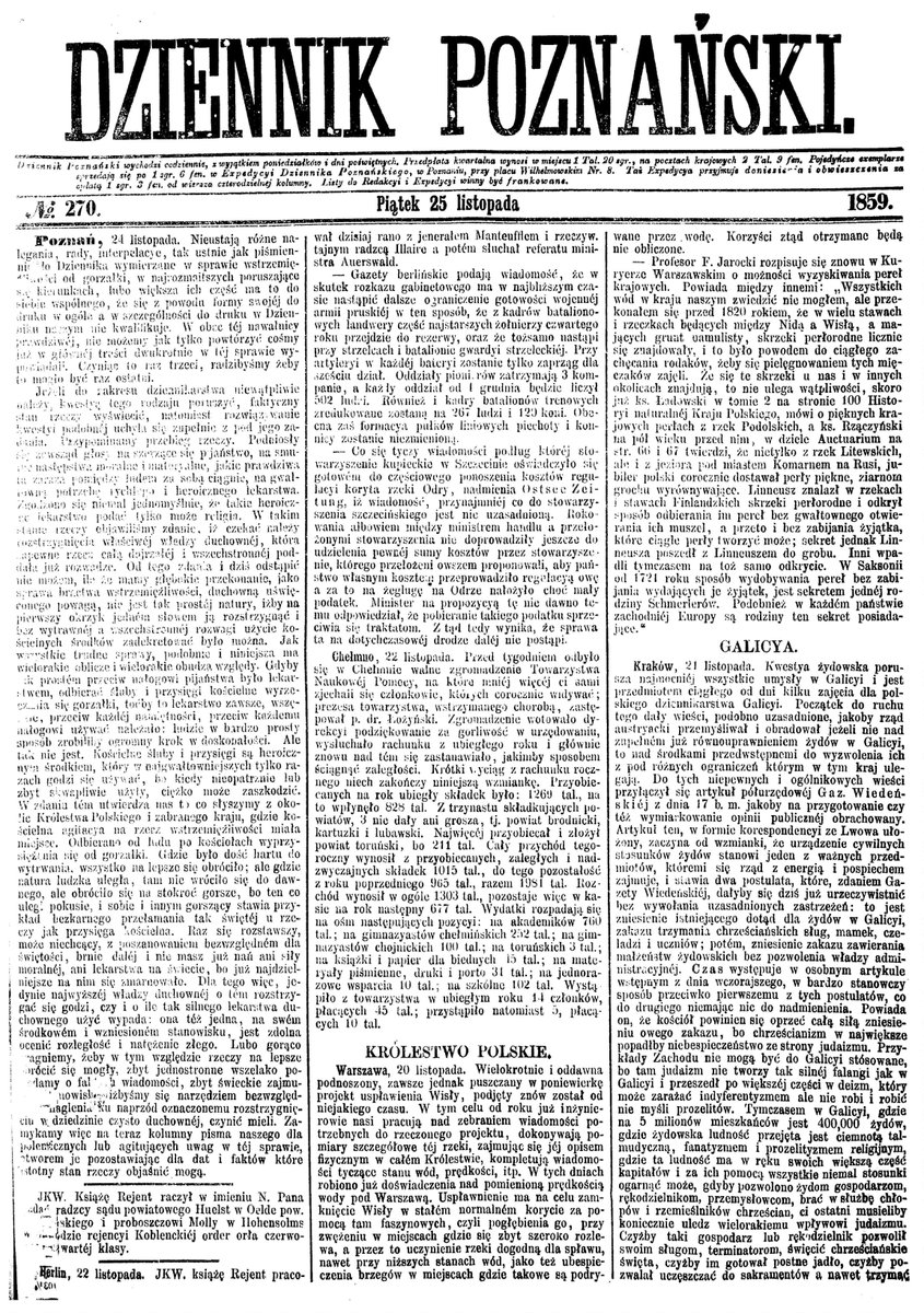 Nie ma nic bardziej aktualnego niż gazeta, która ukazała się dokładnie 165 lat temu: "Podniosły się zewsząd głosy na szerzące się pijaństwo, na smutne następstwa moralne i materyalne, jaka prawdziwa ta zaraza pomiędzy ludem za sobą ciągnie" - alarmował Dziennik Poznański w