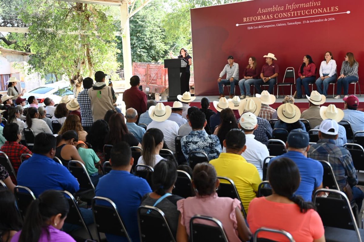 olgapsosa's tweet photo. Le seguimos cumpliendo al pueblo de #Tamaulipas 🫶🏽
Nos reunimos con amigas y amigos del ejido Luz del Campesino en #Guémez para informarles que hemos aprobado once reformas constitucionales, especialmente, la reforma para renovar el poder judicial por voto universal, libre y secreto.

Con honestidad, sencillez y cercanía servimos al pueblo.  Gracias a nuestras diputadas locales Silvia Chávez, Yuriria Iturbe y Blanca Anzaldúa y a nuestros amigos Carlos Reyes y Luis Lauro Reyes Rodríguez, por contribuir a esta Asamblea Informativa.