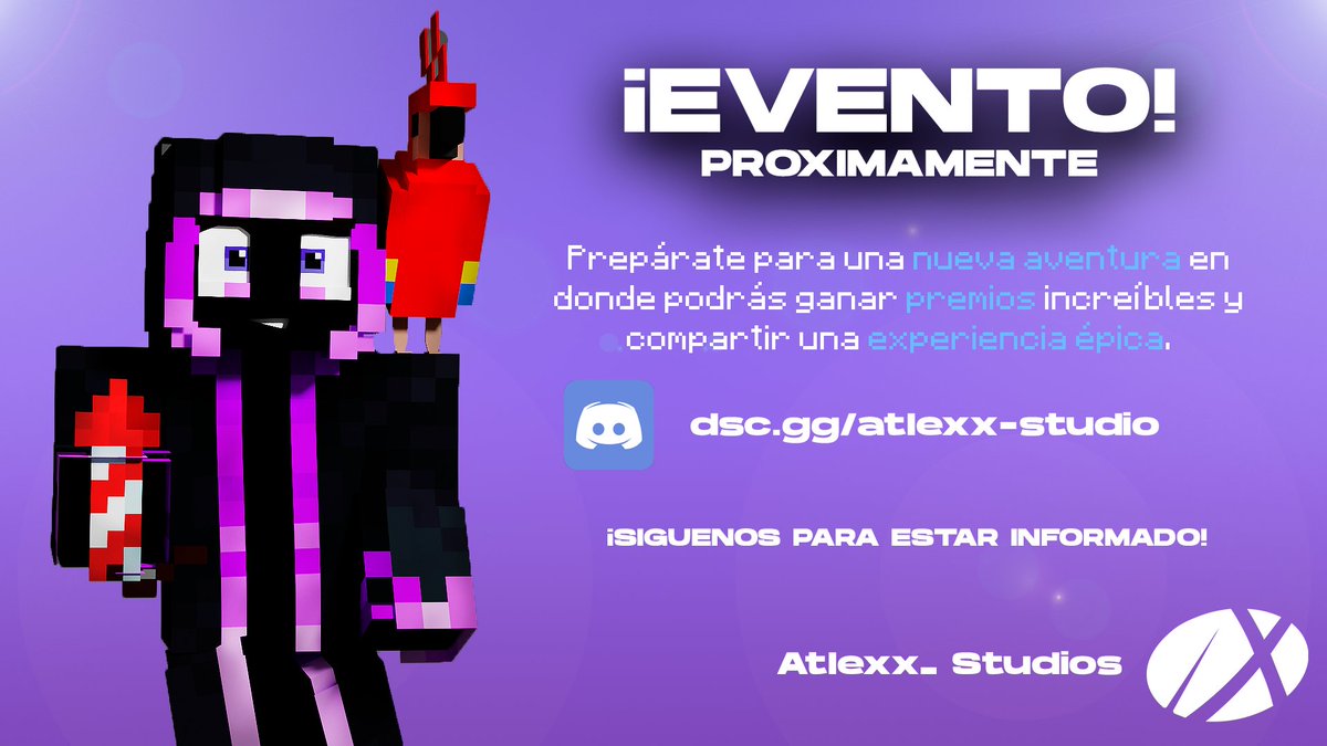 Atlexx_Studios's tweet photo. ¿Eres creador de contenido?, ¿Te gustaría participar en un evento?

Desde Atlexx_ Studios proximamente traeremos un evento muy divertido para 50 streamers o más.

Si tienes intención de apuntarte, contáctanos al MD y únete a nuestro servidor de discord (link en bio). https://t.co/JlXuKZzqe6
