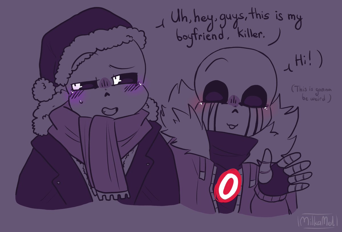 milkamel_'s tweet image. Tumblr ask: "Kross ship Idea
Cross introduces Killer to his Family/Xtale crew during the holiday season"
This sounded cute so I made a small comic about this!
I love Xtale and I took this as an opportunity to draw them lol &amp;lt;3
#crosssans #killersans #kross
