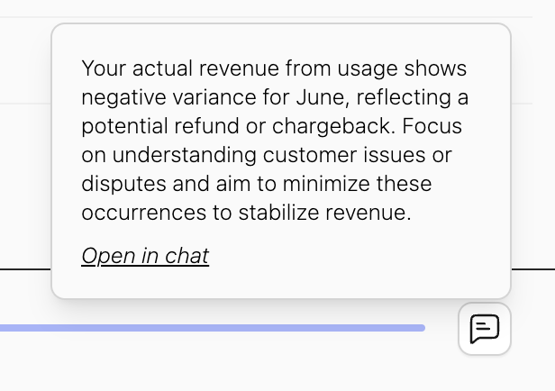 Introducing one-click-explain! Simply click on the text box icon on any chart or table to interpret your budget, expenses, or product details!