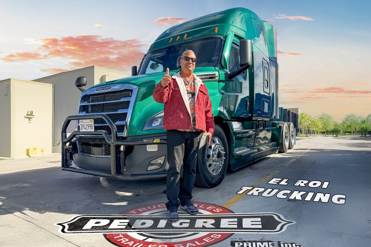 PedigreeTruck's tweet image. Big thumbs up to El Roi Trucking! He just came to see Nolan and drove away in this Freightliner. We know big things are waiting for you down the road and we are so glad to have you in the Pedigree family! Now get out there and make that money!

.
#makethatmoney #truckingindustry
