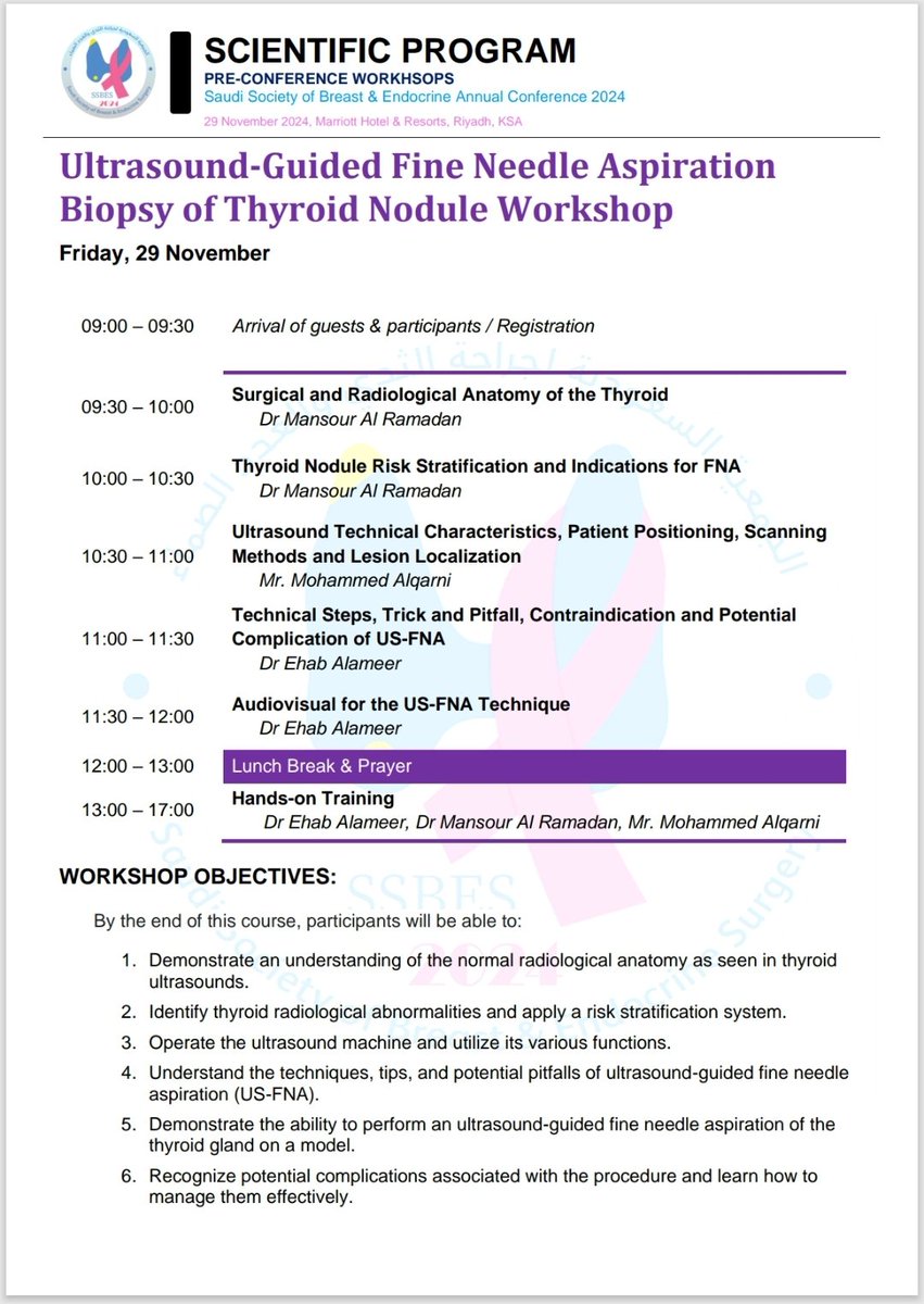 Pre-conference workshops' scientific programs...
Three interesting workshops with outstanding instructors...
Friday, Nov 29th...
We are ready to go ....
@SSBES_2024