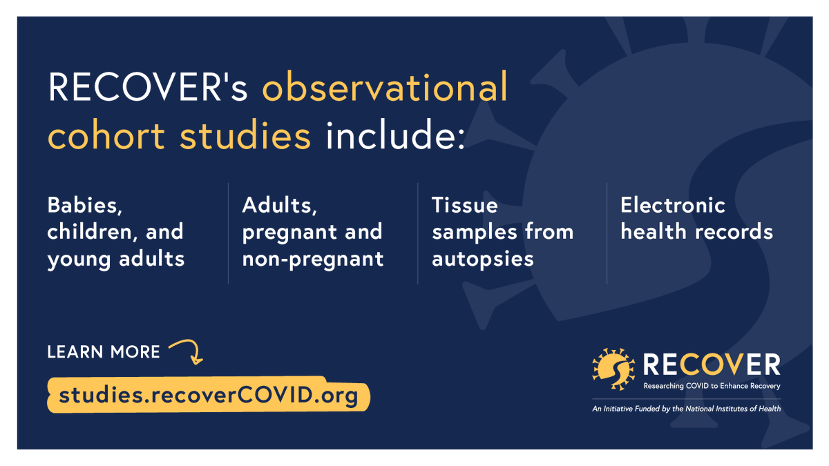 #NIHRECOVER launched studies to learn what #LongCOVID is, why it affects certain people, and how it affects them. In these studies, researchers monitor participants over a long period of time. Learn more about how these studies work at studies.recoverCOVID.org.