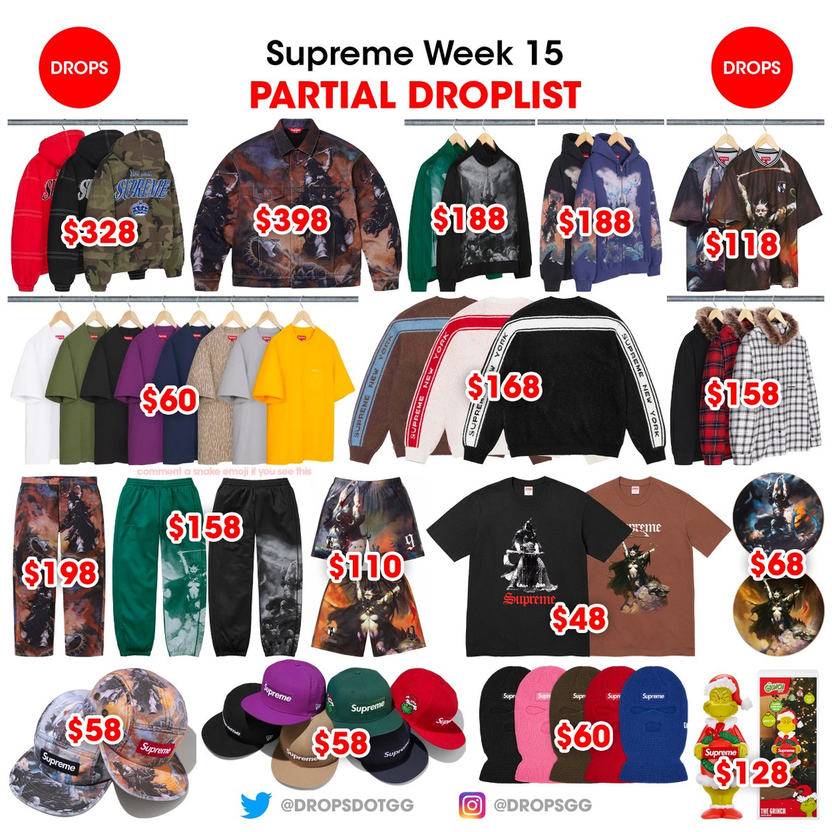 Supreme Week 15 - Partial Droplist & Retails Estimations 🔥 This