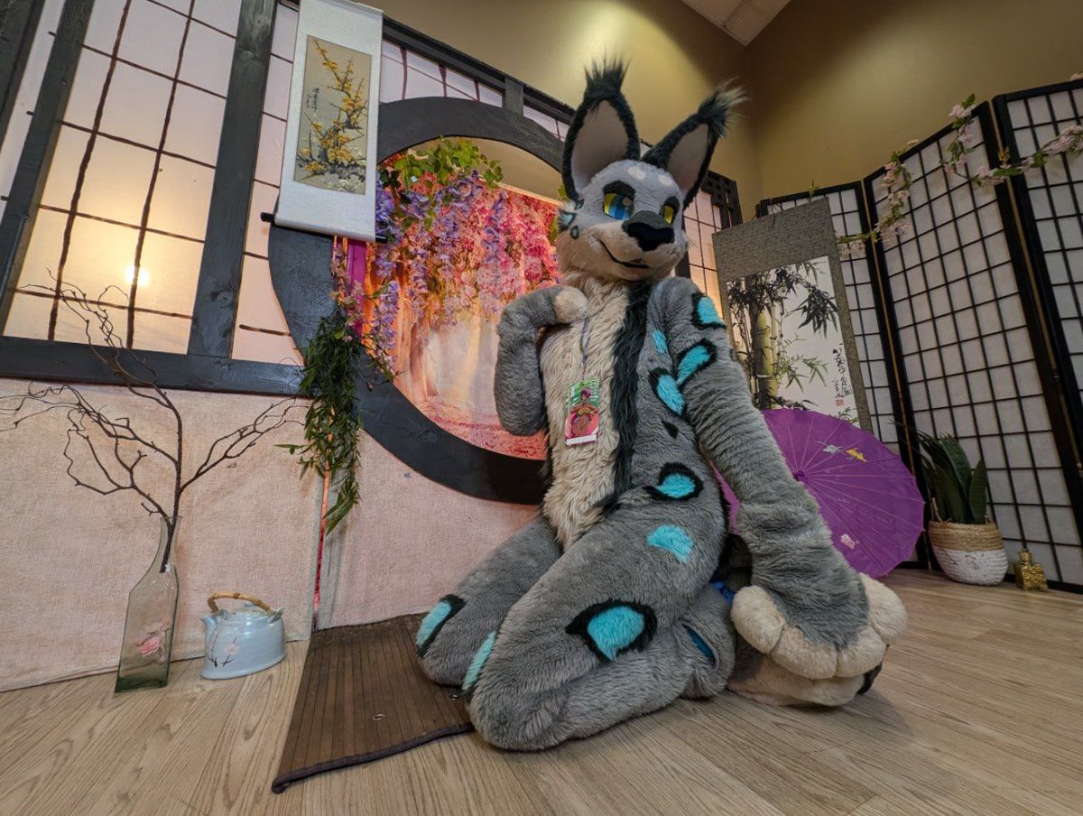 chewiescuz's tweet photo. Me 5 seconds before the samurai chases me out with a broom. 

📸 @TechnoAurora_

#colossalconnorth #fursuit #FursuitEveryday #furry https://t.co/Hjyrwwkura